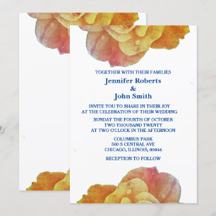Invitación Boda de Rosa floral amarillo azul naranja blanco