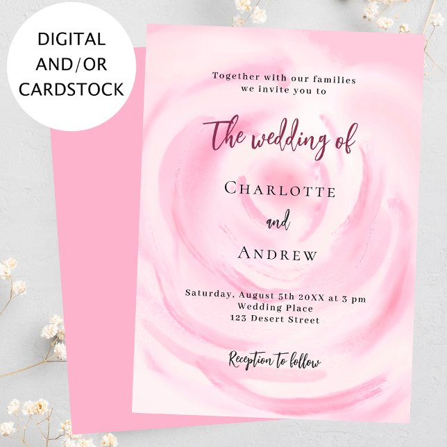 Invitación Boda de rosa floral rosa suave (Subido por el creador)