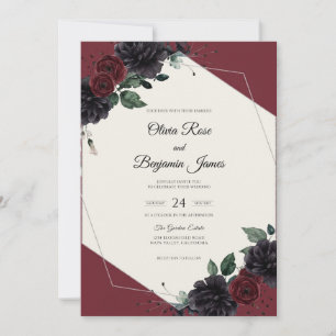 Invitación Boda de Rosa Granate Malhumorada