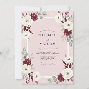 Invitación Boda de Rosa Granate Rosa Pálido