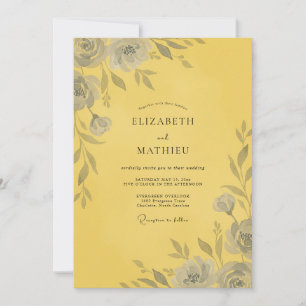 Invitación Boda de Rosa Gris Amarillo