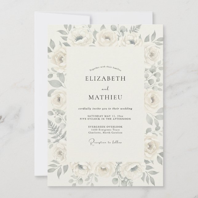 Invitación Boda de Rosa Gris Atenuada (Anverso)