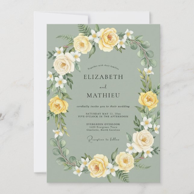 Invitación Boda de Rosa Gris Oliva (Anverso)