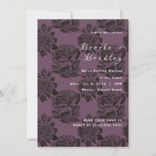 Invitación Boda de Rosa Gris‑Púrpura Polvorienta