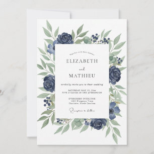 Invitación Boda de Rosa Índigo Profunda