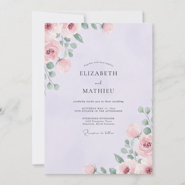 Invitación Boda de Rosa Lavanda Espléndida (Anverso)