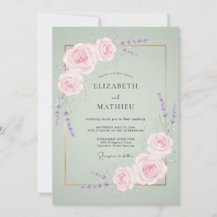 Invitación Boda de Rosa Lavanda Menta