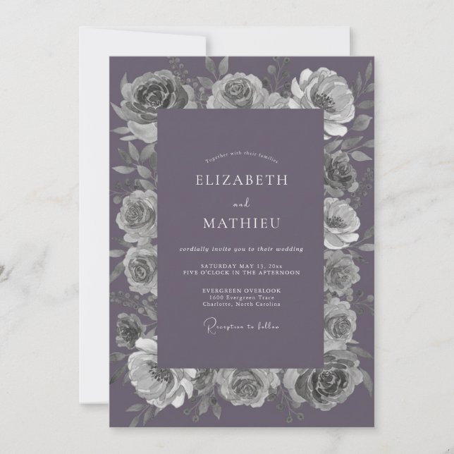 Invitación Boda de Rosa Lavanda Silenciada (Anverso)