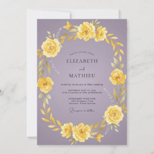 Invitación Boda de Rosa Lila Amarilla