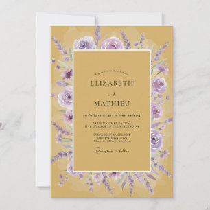 Invitación Boda de Rosa Lila Mostaza