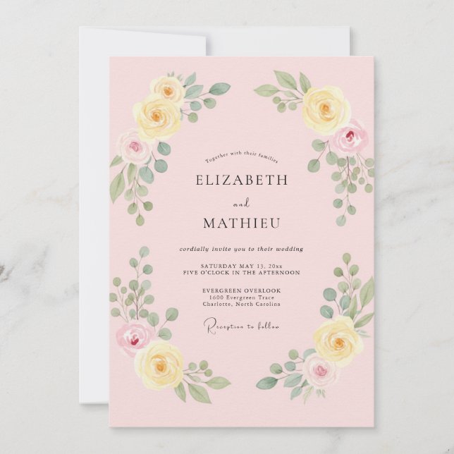 Invitación Boda de Rosa Limón Rosa Pálido (Anverso)