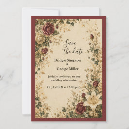 Invitación Boda de rosa lirio botánico cuento de hadas mediev