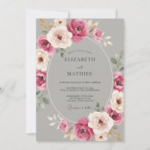 Invitación Boda de Rosa Lujosa Gris