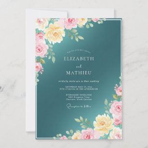 Invitación Boda de Rosa Luminosa Teal