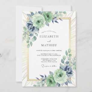 Invitación Boda de Rosa Luminosa Verde Salvia