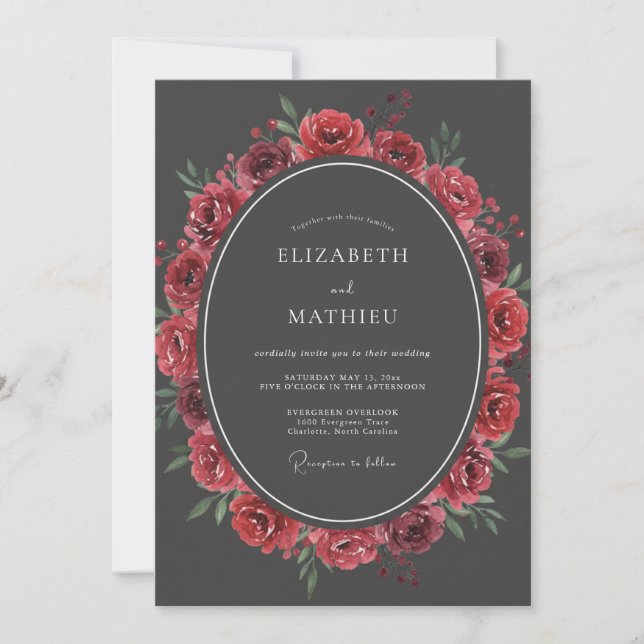 Invitación Boda de Rosa Malhumorada de Carbón (Anverso)