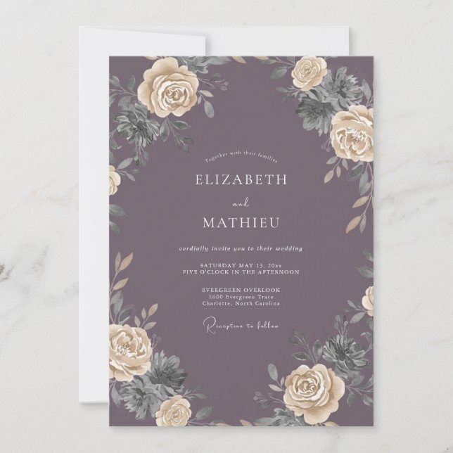 Invitación Boda de Rosa Malva Silenciada (Anverso)
