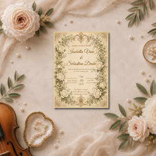 Invitación Boda de Rosa Marfil Elegante