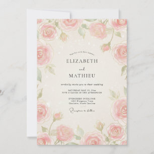Invitación Boda de Rosa Melocotón Champagne