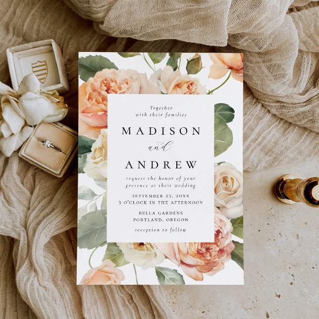 Invitación Boda de Rosa Melocotón Elegante (Subido por el creador)