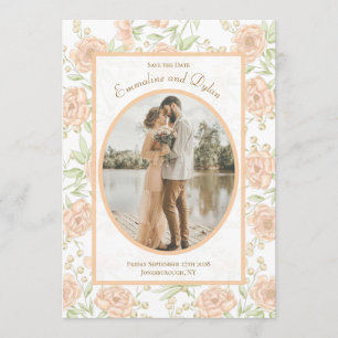 Invitación Boda de Rosa Melocotón Guardar la Fecha