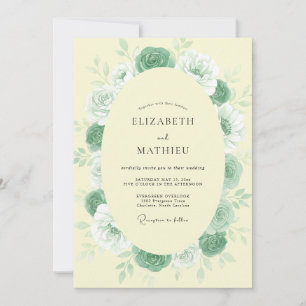 Invitación Boda de Rosa Menta Amarilla Pálida