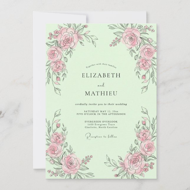 Invitación Boda de Rosa Mint (Anverso)