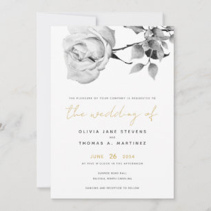 Invitación Boda de Rosa moderno de color blanco con mano