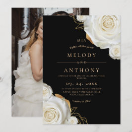 Invitación Boda de rosa negra floral moderna y trendy