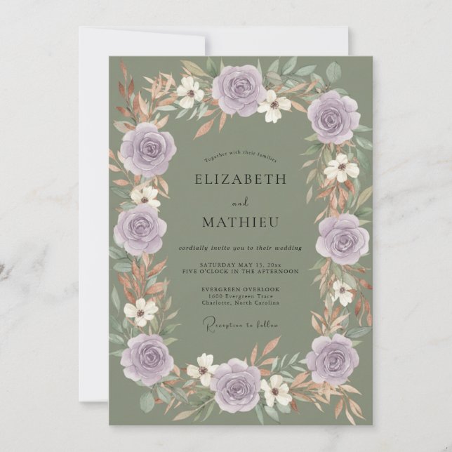 Invitación Boda de Rosa Oliva Amatista (Anverso)
