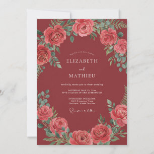 Invitación Boda de Rosa Opulenta Granate