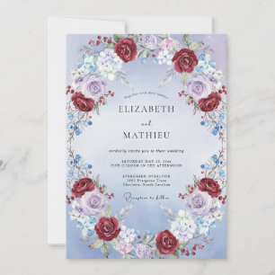 Invitación Boda de Rosa Periwinkle Carmesí