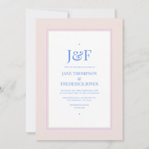 Invitación Boda de Rosa Pétalo, Azul Centaurea y Púrpura Malv