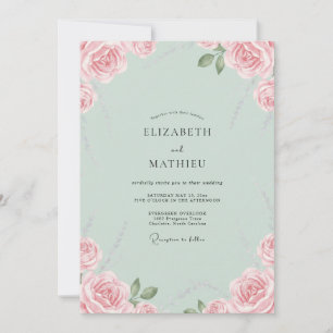 Invitación Boda de Rosa Petalo de Espuma de Mar