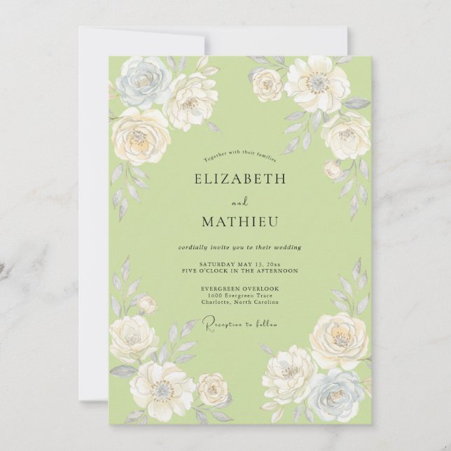 Invitación Boda de Rosa Pistacho (Anverso)