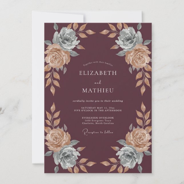 Invitación Boda de Rosa Pizarra Ciruela (Anverso)