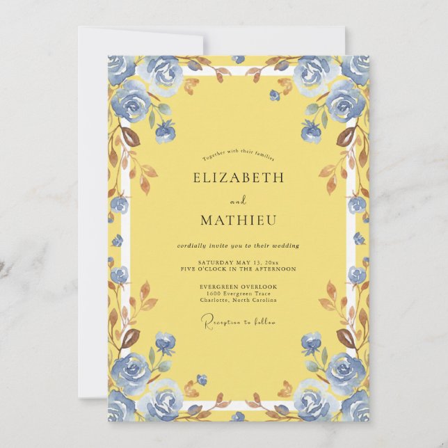 Invitación Boda de Rosa Polvorienta Amarillo Azure (Anverso)
