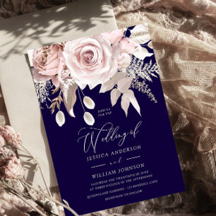 Invitación Boda de Rosa Polvorienta de Diseñador de Azul Mari