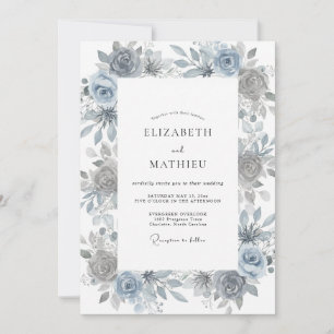 Invitación Boda de Rosa Polvorienta Pizarra de Acero