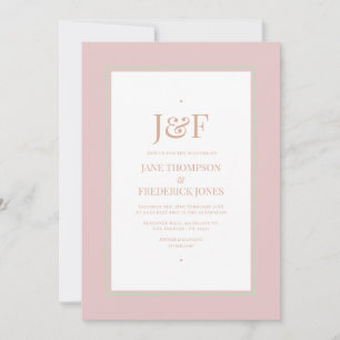 Invitación Boda de Rosa Polvorienta, Verde Menta y Rubor