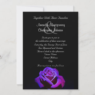 Invitación Boda de Rosa Púrpura Con Gotitas de Agua