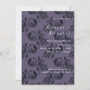 Invitación Boda de Rosa Púrpura‑Gris Humeante