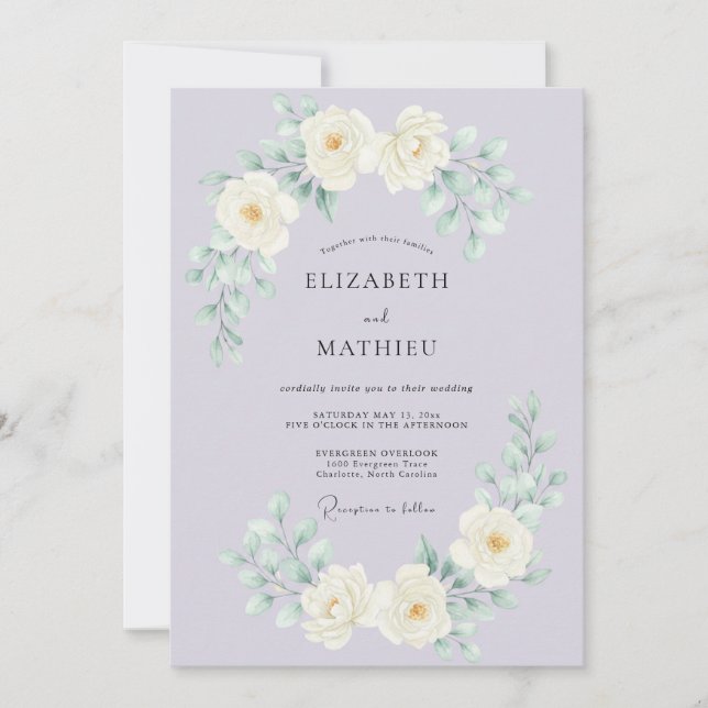 Invitación Boda de Rosa Radiante Lila (Anverso)