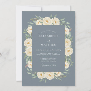 Invitación Boda de Rosa Regal Azul Pizarra