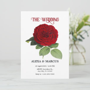 Invitación Boda de rosa rojo floreciente