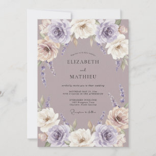 Invitación Boda de Rosa Romántica Lavanda Polvorienta