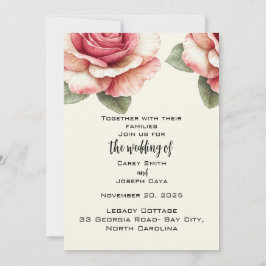 Invitación Boda de rosa rosa deslucida 