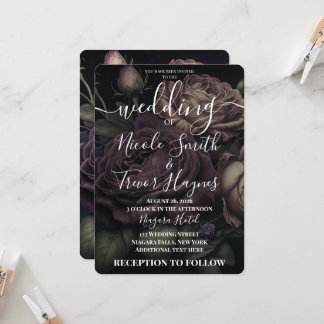Invitación Boda de Rosa Rosa Polvorienta Púrpura Profunda Per