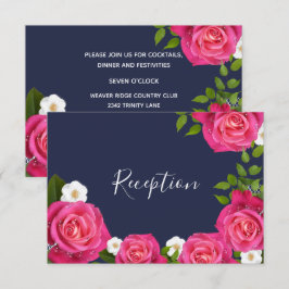 Invitación Boda de Rosa Rosa y Azul Medianoche - Recepción