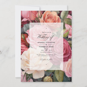 Invitación Boda de Rosa Rubor, Verdor y Rosa Canela